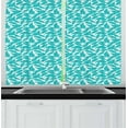 thumbnail image 1 of Ambesonne Turquoise Kitchen Curtains, Exotic Foliage Spring, 55"x45", Turquoise and White, 1 of 1