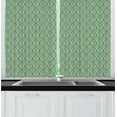 thumbnail image 1 of Ambesonne Turquoise Kitchen Curtains, Vintage Foliage Leaf, 55"x45", Blue Tan Pink, 1 of 1