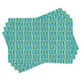 thumbnail image 1 of Ambesonne Turquoise Place Mats Set of 4, Art Deco Square Lines, Standard Size, Turquoise Yellow, 1 of 6