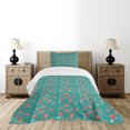 thumbnail image 1 of Ambesonne Turquoise Quilted Bedspread Set 2 Pcs, Circular Elements, Twin Size, Teal Coral, 1 of 5