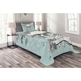 thumbnail image 1 of Ambesonne Turquoise Quilted Bedspread Set 2 Pcs, Skull and Flowers, Twin Size, Turquoise White, 1 of 3