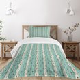 thumbnail image 1 of Ambesonne Turquoise Quilted Bedspread Set 2 Pcs, Traditional Polka Dot, Twin Size, Turquoise Brown Cream, 1 of 5