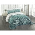thumbnail image 1 of Ambesonne Turquoise Quilted Bedspread Set 3 Pcs, Botany Thisle Floral Art, King Size, Pale Teal Seafoam, 1 of 4