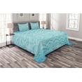 thumbnail image 1 of Ambesonne Turquoise Quilted Bedspread Set 3 Pcs, Geomeric Chevron Art, Queen Size, Turquoise, 1 of 3
