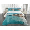 thumbnail image 1 of Ambesonne Turquoise Quilted Bedspread Set 3 Pcs, Seascape Ocean Coast, Queen Size, Turquoise, 1 of 5