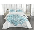 thumbnail image 1 of Ambesonne Turquoise Quilted Bedspread Set 3 Pcs, Sketchy Ornaments Lines, Queen Size, Turquoise, 1 of 5