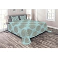 thumbnail image 1 of Ambesonne Turquoise Quilted Coverlet 3 Pcs, Vintage Flowers, King Size, Blue Brown, 1 of 3