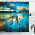 thumbnail image 1 of Ambesonne Turquoise Shower Curtain, Clouds Ocean Nature, 69"Wx84"L, Turquoise and White, 1 of 5