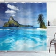 thumbnail image 1 of Ambesonne Turquoise Shower Curtain, Ocean Mountain Palms, 69"Wx70"L, Turquoise Green, 1 of 5
