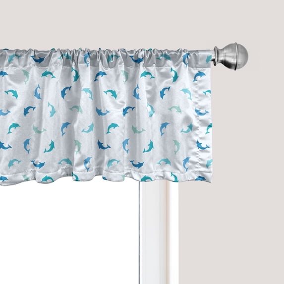 Ambesonne Turquoise Window Valance, Jumping Mammals, 42" x 18", Turquoise Blue Navy