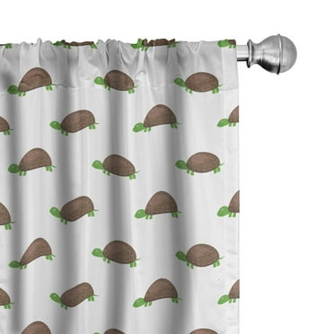 Ambesonne Turtle 4-Panel Curtains, Rhythmic Animal Silhouettes, 56"x95", Umber Green and White