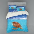 thumbnail image 1 of Ambesonne Turtle Bedding Set 4 Pcs, Chelonia Water Surface, Queen, Violet Blue Pale Brown, 1 of 2