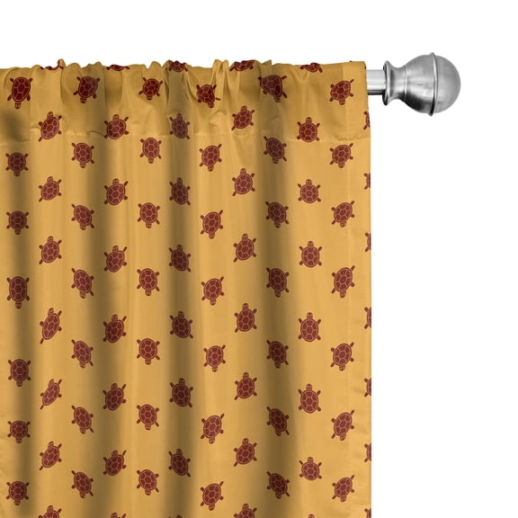 Ambesonne Turtle Curtains, Minimalist Repeating Animals, Pair of 28"x63", Pale Orange Burgundy and Rust