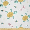 thumbnail image 1 of Ambesonne Turtle Fabric by the Yard Microfiber, Cartoon Animals PatternArt, 3 Yards, Seafoam and Pale Orange, 1 of 1