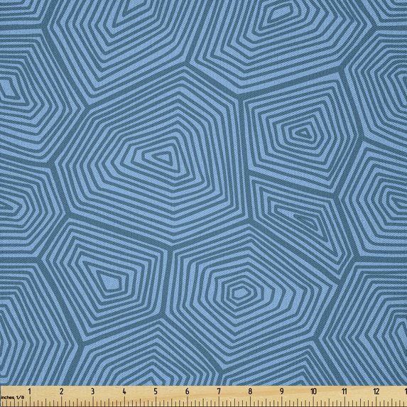 Ambesonne Turtle Fabric by the Yard Microfiber, Triangles Hexagonal Pattern, 5 Yards, Petrol Blue and Blue