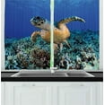 thumbnail image 1 of Ambesonne Turtle Kitchen Curtains, Cheloniidae Deep Ocean, 55"x39", Violet Blue Pale Brown, 1 of 2
