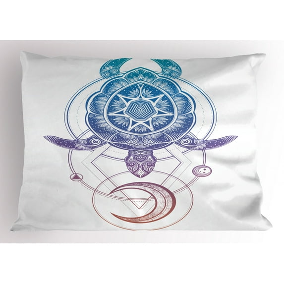 Ambesonne Turtle Pillow Sham, Geometry Animal, 26" X 20", Multicolor