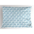 thumbnail image 1 of Ambesonne Turtle Pillow Sham, Underwater Fauna Motif, 26" X 20", Blue and White, 1 of 2