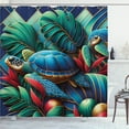 thumbnail image 1 of Ambesonne Turtle Shower Curtain, Exotic Deep Sea Monstera, 69"Wx70"L, Teal Vermilion and Blue, 1 of 4