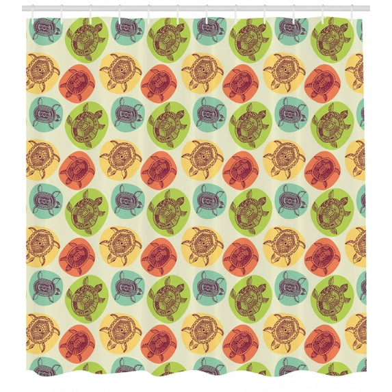 Ambesonne Turtle Shower Curtain, Sea Animals Color Blots, 69"Wx70"L, Multicolor