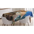 thumbnail image 1 of Ambesonne Turtle Tablecloth Rectangular Table Cover, Tropic Waters Coral Reef, 52"x70", Pale Coffee Brown Blue, 1 of 4