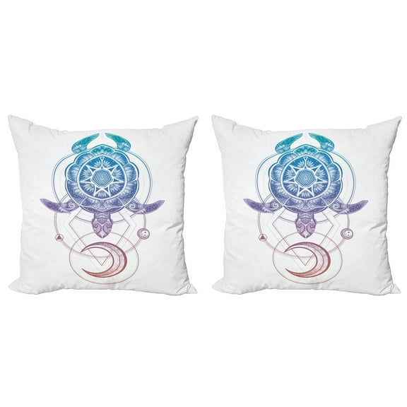 Ambesonne Turtle Throw Pillow Cover 2 Pack, Geometry Animal, 18", Multicolor