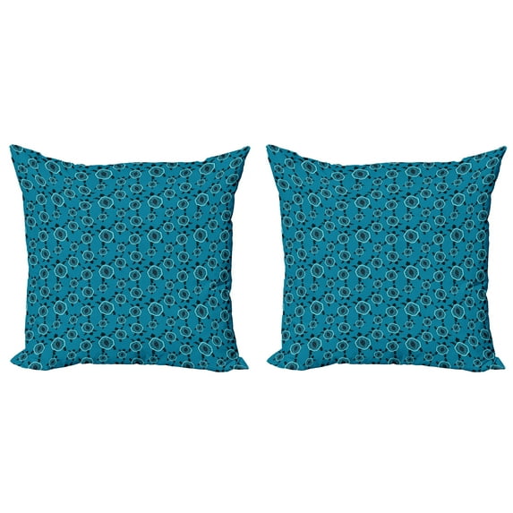 Ambesonne Turtle Throw Pillow Cover 2 Pack, Ornate Animal Shell, 18", Sea Blue Charcoal Grey