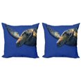 thumbnail image 1 of Ambesonne Turtle Throw Pillow Cover 2 Pack, Sea Animal Swimming, 18", Blue Yellow, 1 of 2
