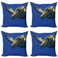thumbnail image 1 of Ambesonne Turtle Throw Pillow Cover 4 Pack, Sea Animal Swimming, 24", Blue Yellow, 1 of 5