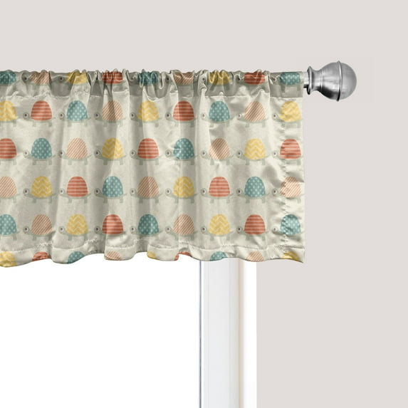 Ambesonne Turtle Window Valance, Hand Drawn Happy Turtles, 54" X 18", Multicolor