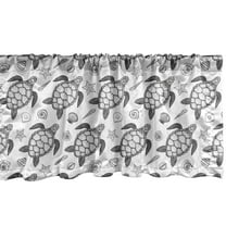 Ambesonne Turtle Window Valance, Nautical Ocean Fauna, 54" X 18", Black and White