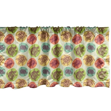 Ambesonne Turtle Window Valance, Sea Animals Color Blots, 54" X 18", Multicolor