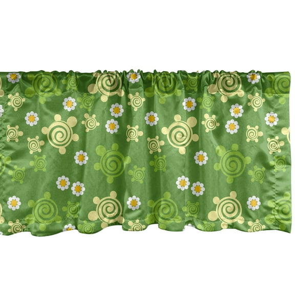 Ambesonne Turtle Window Valance, Spring Revival Pattern, 54" X 12", Multicolor