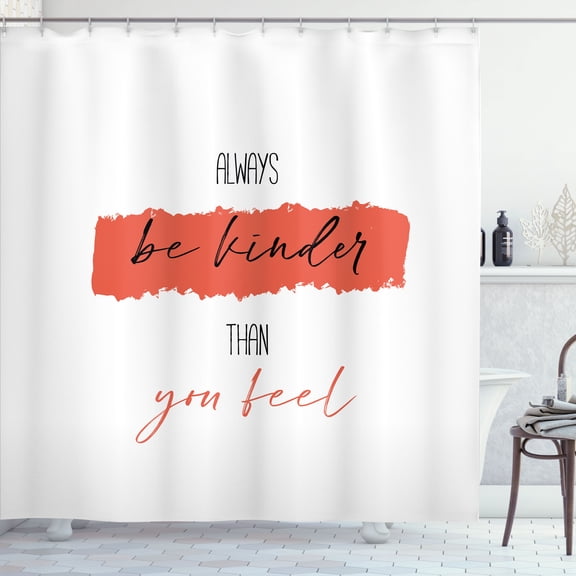 Ambesonne Typography Shower Curtain, A Lettering in Cursive, 69"Wx75"L, Burnt Sienna Black White