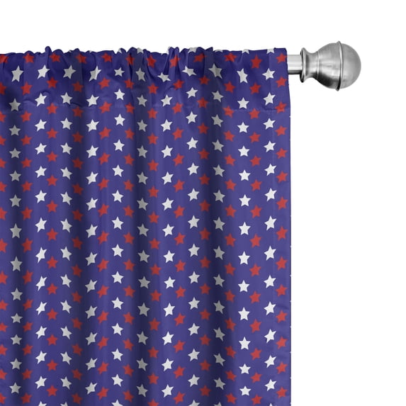 Ambesonne USA Curtains, Federal Holiday Design, Pair of 28"x95", Dark Blue Red White