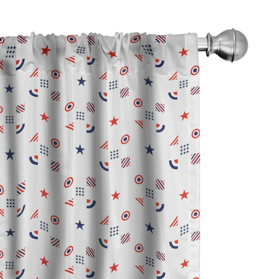 Ambesonne USA Curtains, Fourth of July Squares, Pair of 28"x84", Indigo Red White