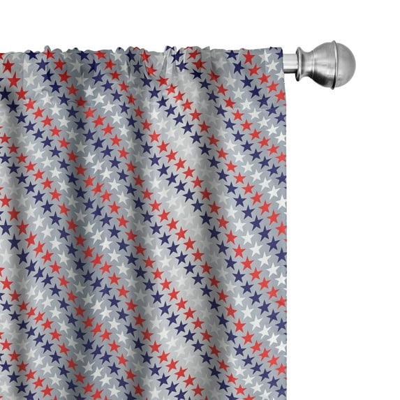 Ambesonne USA Curtains, Patriotic Western Salute, Pair of 28"x84", Grey Indigo Red
