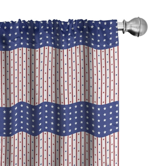 Ambesonne USA Curtains, Stars and Stripes Flag, Pair of 28"x63", Violet Blue Ruby White