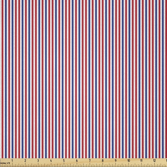 Ambesonne USA Fabric by the Yard Microfiber, Symbolic Independence, 3 Yards, Red White Night Blue