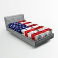thumbnail image 1 of Ambesonne USA Fitted Sheet, Fourth of July Day National, Twin Size, Navy Blue White and Red, 1 of 2