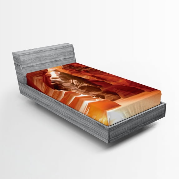Ambesonne USA Fitted Sheet, Grand Canyon in Colorado, Twin XL Size, Red Orange Brown