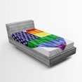 thumbnail image 1 of Ambesonne USA Fitted Sheet, Heart Gay Flag Rainbow Art, Twin XL Size, Multicolor, 1 of 2