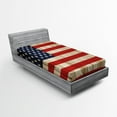 thumbnail image 1 of Ambesonne USA Fitted Sheet, Independence Day in July, Twin XL Size, Cream Red Navy Blue, 1 of 2