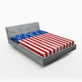 thumbnail image 1 of Ambesonne USA Fitted Sheet, Patriotic Grunge Flag Marine, Queen Size, Vermilion Cobalt Blue, 1 of 2
