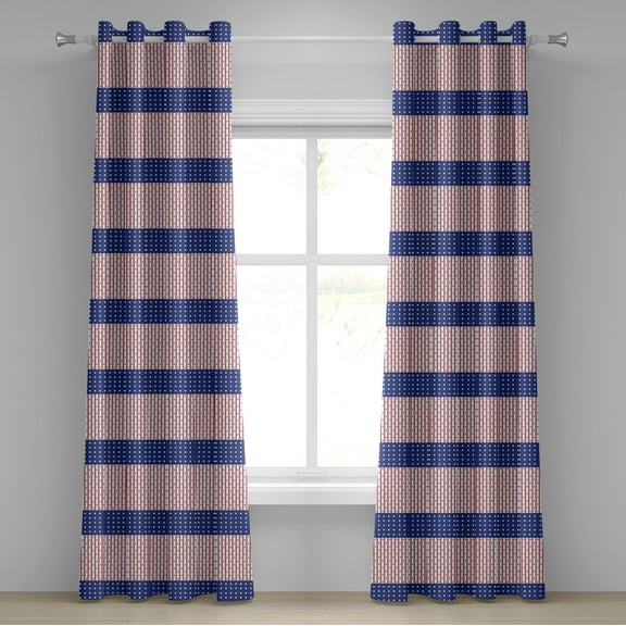 Ambesonne USA Grommet Curtain, Stars and Stripes Flag, 50" x 108", Violet Blue Ruby White