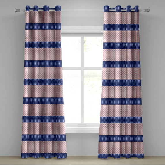 Ambesonne USA Grommet Curtain, Stars and Stripes Flag, 50" x 72", Violet Blue Ruby White