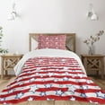 thumbnail image 1 of Ambesonne USA Quilted Bedspread Set 2 Pcs, Horizontal Wavy Stripes, Twin Size, Red Navy Blue White, 1 of 5