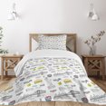 thumbnail image 1 of Ambesonne USA Quilted Bedspread Set 2 Pcs, Liberty Manhattan, Twin Size, Yellow Grey White, 1 of 5