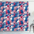 thumbnail image 1 of Ambesonne USA Shower Curtain, Traditional Easter Eggs, 69"Wx70"L, Navy Blue White Red, 1 of 2