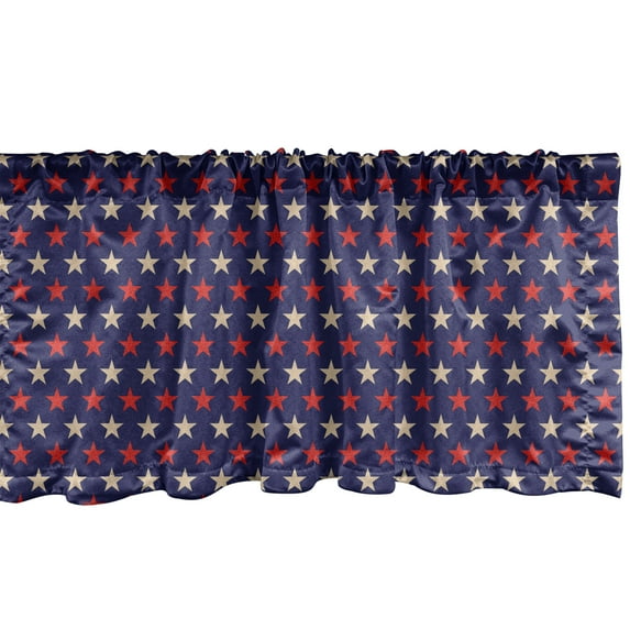 Ambesonne USA Window Valance, Vintage Patriotic Colors, 54" X 12", Dark Blue Cream Red